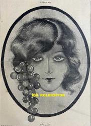 Osmanlıca Akbaba Mizah Dergisi-Gazetesi, Orijinal Dönem Basım, (Ottoman Magazine-Newspaper) - 17 Ağustos 1925 - Rumi: 17 Ağustos 1341 - Sayı: 282 - Karikatürist Ramiz Gökçe'nin Çalışması: Mevsim Yemişlerinden 