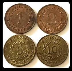 1924 - 1/2/5/10 OYUN PARASI/JETON (Spielgeld) ALMANYA WEIMAR CUMURİYETİ Dönemi / YBNJTN12510