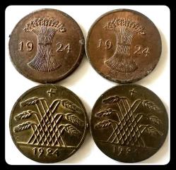 1924 - 1/2/5/10 OYUN PARASI/JETON (Spielgeld) ALMANYA WEIMAR CUMURİYETİ Dönemi / YBNJTN12510
