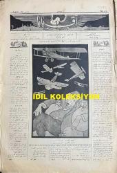 Osmanlıca Akbaba Mizah Dergisi-Gazetesi, Orijinal Dönem Basım, (Ottoman Magazine-Newspaper) - 25 Mayıs 1925 - Rumi: 25 Mayıs 1341 - Sayı: 258 - İmzasız Kapak Karikatürü: Anadolu'nun En Fakir Köyleri Bile Birer Tayyare Alırken İstanbul'un Zenginleri Hala Uyuyor. 