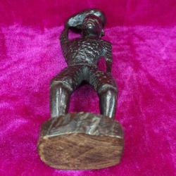 VINTAGE EL OYMA ABANOZ AHŞAP AFRİKALI YERLİ ERKEK FİGÜR BİBLO 2