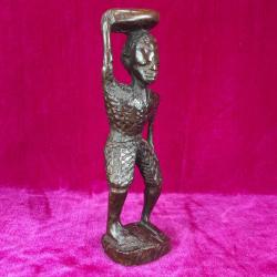 VINTAGE EL OYMA ABANOZ AHŞAP AFRİKALI YERLİ ERKEK FİGÜR BİBLO 2