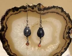 El İşçiliği Gümüş Lapis Lazuli Taşlı Küpe