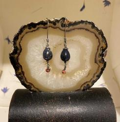 El İşçiliği Gümüş Lapis Lazuli Taşlı Küpe