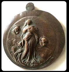 LOT.7 » BRONZ/Bakır Kolye Ucu (1890-1910 Yılları) Katolik Madalyon Kolye Ucu