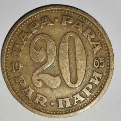 YUGOSLAVYA 1965  20  PARA