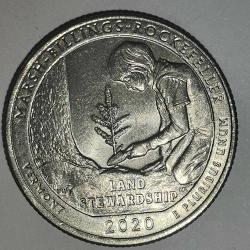 AMERİKA  2020  P    25 CENT  ÇEYREK DOLAR     HATIRA  Güzel Amerika Çeyrekleri - Marsh-Billings-Rockefeller