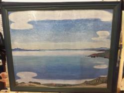 Deniz ve kıyı manzarası temalı, alt köşesinde  İsviçreli Ünlü Ressam Ferdinand Hodler imzası bulunan Yağlı boya sanatsal tablo. Ahşap çerçeveli Dekoratif ve koleksiyon değeri olan özel bir eserdir. Durumu fotoğraflarda görüldüğü gibidir. 72 x 59 cm