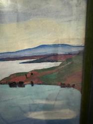 Deniz ve kıyı manzarası temalı, alt köşesinde  İsviçreli Ünlü Ressam Ferdinand Hodler imzası bulunan Yağlı boya sanatsal tablo. Ahşap çerçeveli Dekoratif ve koleksiyon değeri olan özel bir eserdir. Durumu fotoğraflarda görüldüğü gibidir. 72 x 59 cm