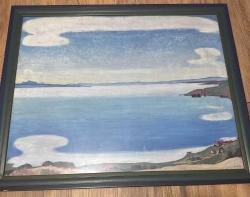 Deniz ve kıyı manzarası temalı, alt köşesinde  İsviçreli Ünlü Ressam Ferdinand Hodler imzası bulunan Yağlı boya sanatsal tablo. Ahşap çerçeveli Dekoratif ve koleksiyon değeri olan özel bir eserdir. Durumu fotoğraflarda görüldüğü gibidir. 72 x 59 cm