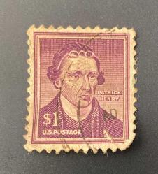 Amerika Birleşik Devletleri Pulu - Unıted States Stamp -  Postadan Geçmiş Pul Filateli -  DAMGALI - PATRICK HENRY TEMALI PUL , 1 PARA  - YABANCI PULLAR - NOSTALJİK DOĞUM GÜNÜ HEDİYESİ