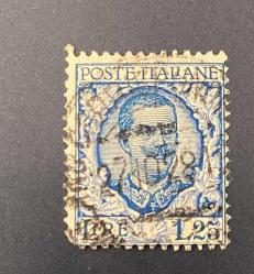 İtalya Pulu - Italy Stamp - Postadan Geçmiş Pul Filateli - DAMGALI - KRAL III. VITTORIO EMANUELE TEMALI PUL, 1.25 PARA - YABANCI PULLAR - NOSTALJİK DOĞUM GÜNÜ HEDİYESİ