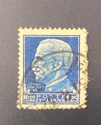 İtalya Pulu - Italy Stamp - Postadan Geçmiş Pul Filateli - DAMGALI - KRAL III. VITTORIO EMANUELE TEMALI PUL, 1.25 PARA - YABANCI PULLAR - NOSTALJİK DOĞUM GÜNÜ HEDİYESİ