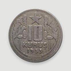 10 Kuruş 1935, KM#863, Sadece 60,000 Adet Basım, Çok Nadir