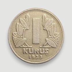1 Kuruş 1935, KM#864, ÇİL, MS-63, ÇOK NADİR