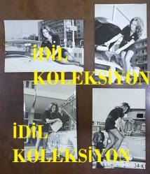 YEŞİLÇAM OYUNCUSU AYNUR AYDAN'IN ORİJİNAL 4'LÜ FOTOĞRAF SETİ - 18 x 12 cm EBADINDA - AYNUR AYDAN, BİR İSTASYONDA OTOMOBİLLERE BENZİN DOLDURURKEN ÇEKİLMİŞ 4 FARKLI KARE (TURAN AKSOY)