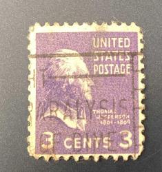 Amerika Birleşik Devletleri Pulu - USA Stamp - Postadan Geçmiş Pul Filateli -DAMGALI - THOMAS JEFFERSON TEMALI PUL ,3 PARA  - YABANCI PULLAR - NOSTALJİK DOĞUM GÜNÜ HEDİYESİ