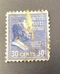 Amerika Birleşik Devletleri Pulu - Unıted States Stamp - Postadan Geçmiş Pul Filateli - DAMGALI - Theodore Roosevelt Temalı Pul , 30 PARA - YABANCI PULLAR-NOSTALJİK DOĞUM GÜNÜ HEDİYESİ