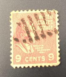 Amerika Birleşik Devletleri Pulu - Unıted States Stamp - Postadan Geçmiş Pul Filateli - Damgalı - Eski Başkan William H. Harrison Temalı Pul, 9 PARA  - YABANCI PULLAR - NOSTALJİK DOĞUM GÜNÜ HEDİYESİ