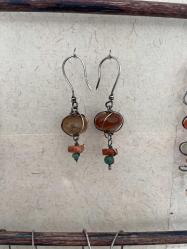 El İşçiliği Gümüş Akik Taşlı Küpe