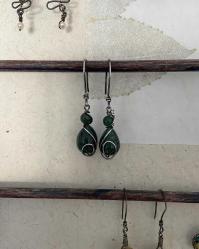 El İşçiliği Gümüş Yeşim Taşı  Küpe