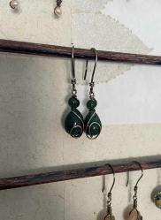 El İşçiliği Gümüş Yeşim Taşı  Küpe