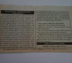 25 Nisan 2006-Orijinal Takvim Yaprağı-Doğum Günü-Söz,Nişan,Nikâh,Düğün ve Önemli Günler Hediyesi-ERAŞ Hizmet Takvimi-Ayet-Hadis(Kara Şehitlerini Anma Günü)-Alışverişte Görülmeyen Haramlar-Saçlarına Bir Şey Olmamış-Çocuğunuza İsim:Osman,Selcen