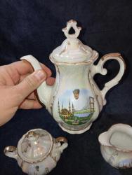 VİNTAGE POSELEN ATATÜRK VE İSTANBUL GÖRSELLİ ÇAYDANLIK ŞEKERLİK SÜTLÜK. ÇOK İYİ DURUMDA