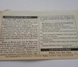 27 Mayıs 2006-Orijinal Takvim Yaprağı-Doğum Günü-Söz,Nişan,Nikâh,Düğün ve Önemli Günler Hediyesi-ERAŞ Hizmet Takvimi-Ayet-Hadis(Elmalılı Hamdi Yazır'ın Vefatı (1942))-Cemaziyelevvel Hilali-Hz. Osman(r.a.) Şöyle Buyurmuştur-Çocuğunuza İsim:Seha,Seden
