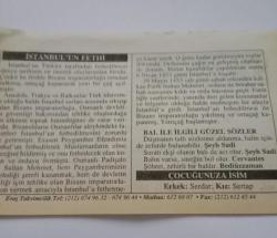 29 Mayıs 2006-Orijinal Takvim Yaprağı-Doğum Günü-Söz,Nişan,Nikâh,Düğün ve Önemli Günler Hediyesi-ERAŞ Hizmet Takvimi-Ayet-Hadis(İstanbul'un Fethi'nin 553. Yıl Dönümü (1453))-İstanbul'un Fethi-Bal İle İlgili Güzel Sözler-Çocuğunuza İsim:Serdar,Sertap