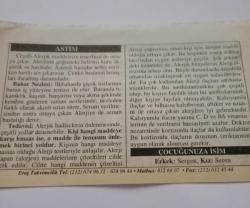 30 Mayıs 2006-Orijinal Takvim Yaprağı-Doğum Günü-Söz,Nişan,Nikâh,Düğün ve Önemli Günler Hediyesi-ERAŞ Hizmet Takvimi-Ayet-Hadis(Riyazü's-Salihin,1/116))-Astım-Çocuğunuza İsim:Sergen,Seren
