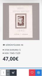 1945 NÜFUS SAYIMI HATIRA BLOK PULU