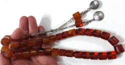 OSMANLI DÖNEMİ OBJEDEN YAPILMA BAL KÖPÜĞÜ RENKLİ SARMAL BULUTLU MUHTEŞEM SIKMA KEHRİBAR TESPİH GÜMÜŞ PÜSKÜLLÜ 2C1RRR1A ÇOK NADİR