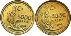 Türkiye Cumhuriyet 1998 5000 Lira  İnce / Kalın Pul Bir  Arada (8240)