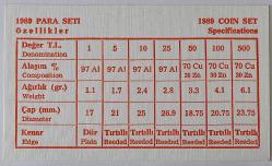 Türkiye Cumhuriyet 1989 Yılı darphane Seti    1989 Yılı 50/100 /500 Ve darphane Jetonu Mevcuttur   (Resimlere Dikkat Edin )