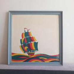 VİNTAGE DÖNEM İMZASIZ KONTRPLAK ÜZERİNE RESMEDİLMİŞ ORJİNAL YAĞLIBOYA TABLO.