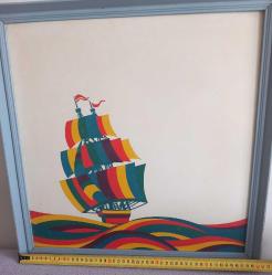 VİNTAGE DÖNEM İMZASIZ KONTRPLAK ÜZERİNE RESMEDİLMİŞ ORJİNAL YAĞLIBOYA TABLO.