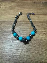 Premium Erkek Bileklik - Çelik & Doğal Taş Kombini Leoparlı Özel Seri: Çelik örme kordonlu, turkuaz taşlı ve leopar figürlü özel tasarım bileklik. Kaplan Gözü, Lav Taşı ve Hematit taş Kararma ve solma yapmayan, antrasit gri (füme)bileklik 22 cm
