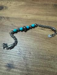 Premium Erkek Bileklik - Çelik & Doğal Taş Kombini Leoparlı Özel Seri: Çelik örme kordonlu, turkuaz taşlı ve leopar figürlü özel tasarım bileklik. Kaplan Gözü, Lav Taşı ve Hematit taş Kararma ve solma yapmayan, antrasit gri (füme)bileklik 22 cm
