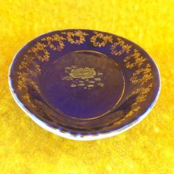 VINTAGE CZECH REPUBLIC HAAS&CZJZEK HANDMADE FINE PORCELAIN ORIGINAL COBALT OVAL FORMLU KÜÇÜK PORSELEN TABAK