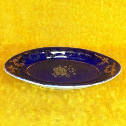 VINTAGE CZECH REPUBLIC HAAS&CZJZEK HANDMADE FINE PORCELAIN ORIGINAL COBALT OVAL FORMLU KÜÇÜK PORSELEN TABAK