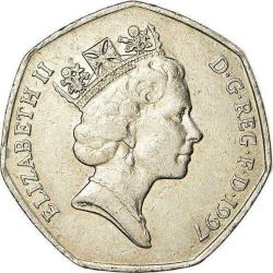 İngiltere New 50 Pence 1977 Çok iyi durumda Koleksiyonluk