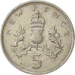 İngiltere New 5 Pence 1994 Çok iyi durumda Koleksiyonluk