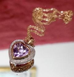 AMETİST TAŞLI ALTIN KOLYE ORTA KISIM GÜMÜŞ 375  9 AYAR