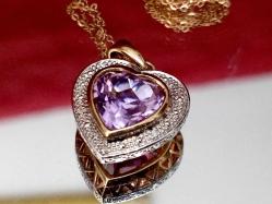 AMETİST TAŞLI ALTIN KOLYE ORTA KISIM GÜMÜŞ 375  9 AYAR