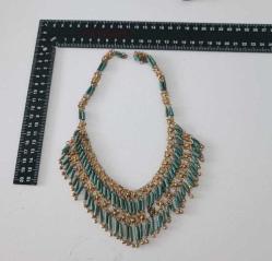 Antika 1900 lerin Başı Egyptian Revival Altın Kaplama Telkari Turkuaz İmitasyonu Taşlı Kolye