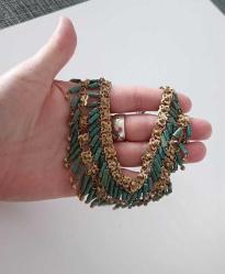 Antika 1900 lerin Başı Egyptian Revival Altın Kaplama Telkari Turkuaz İmitasyonu Taşlı Kolye