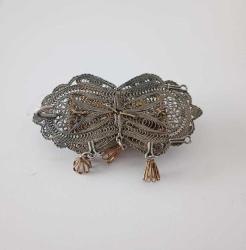 Antika Gümüş ve Altın Kaplama Telkari Kemer Tokası