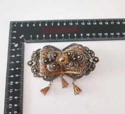 Antika Gümüş ve Altın Kaplama Telkari Kemer Tokası