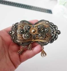 Antika Gümüş ve Altın Kaplama Telkari Kemer Tokası